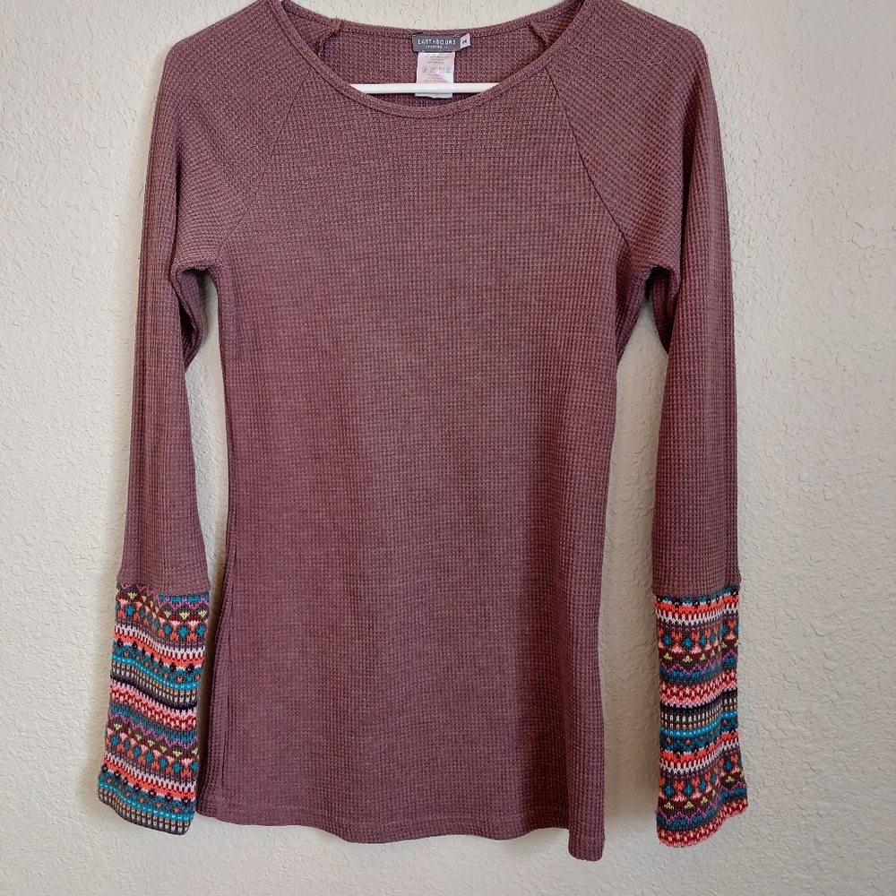 Earthbound purple thermal shirt decorative cuffs